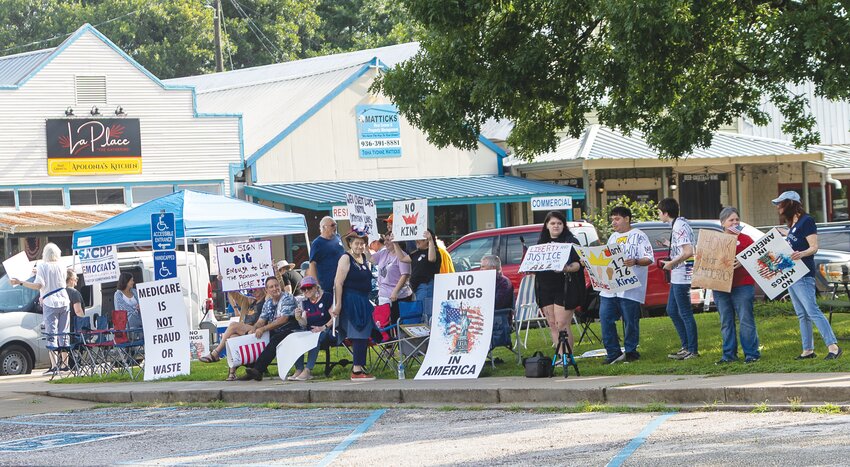 A “No Kings in America Protest” was held in Coldspring on Saturday.  PHOTO BY CHARLES BALLARD