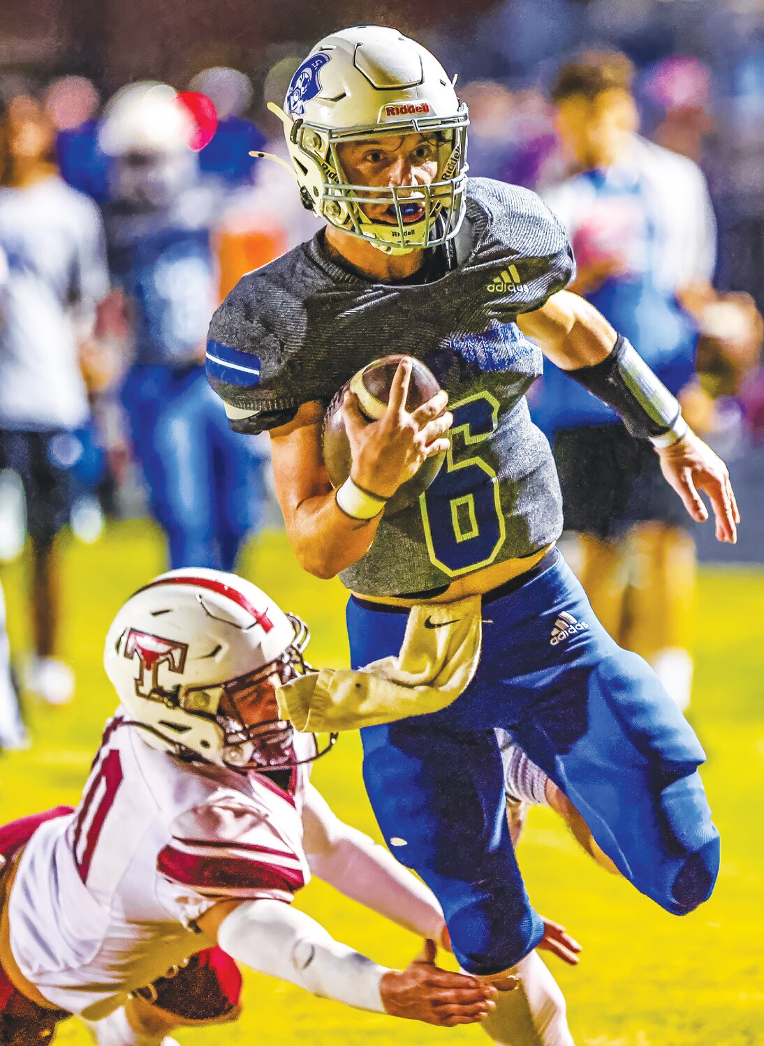 Landen Dellinger is just way too fast for the Tarkington Defense and keeps the win in Shepherd. PHOTO BY CHARLES BALLARD