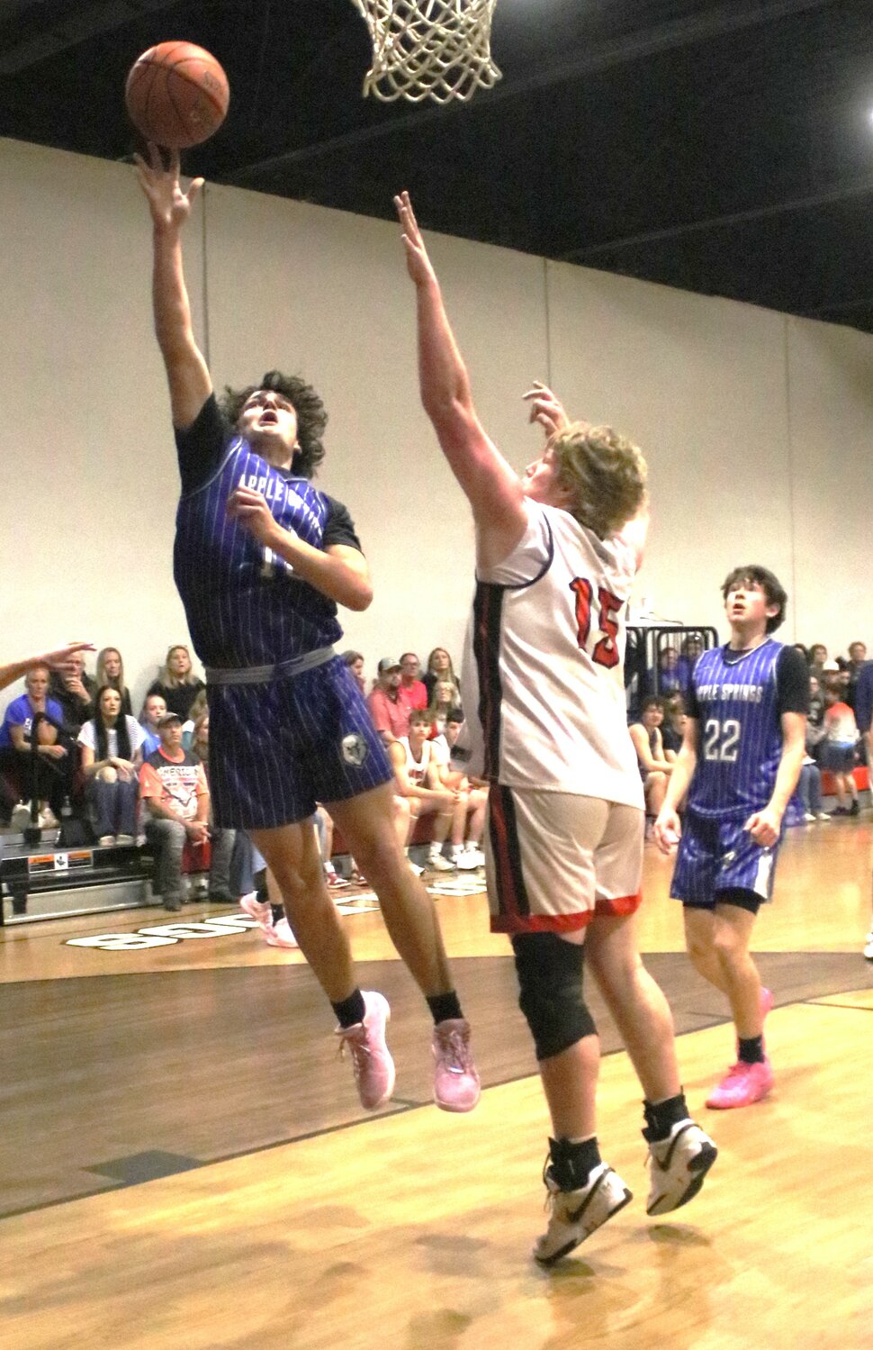 Eagle Bradyn Kaufman shoots the easy two.