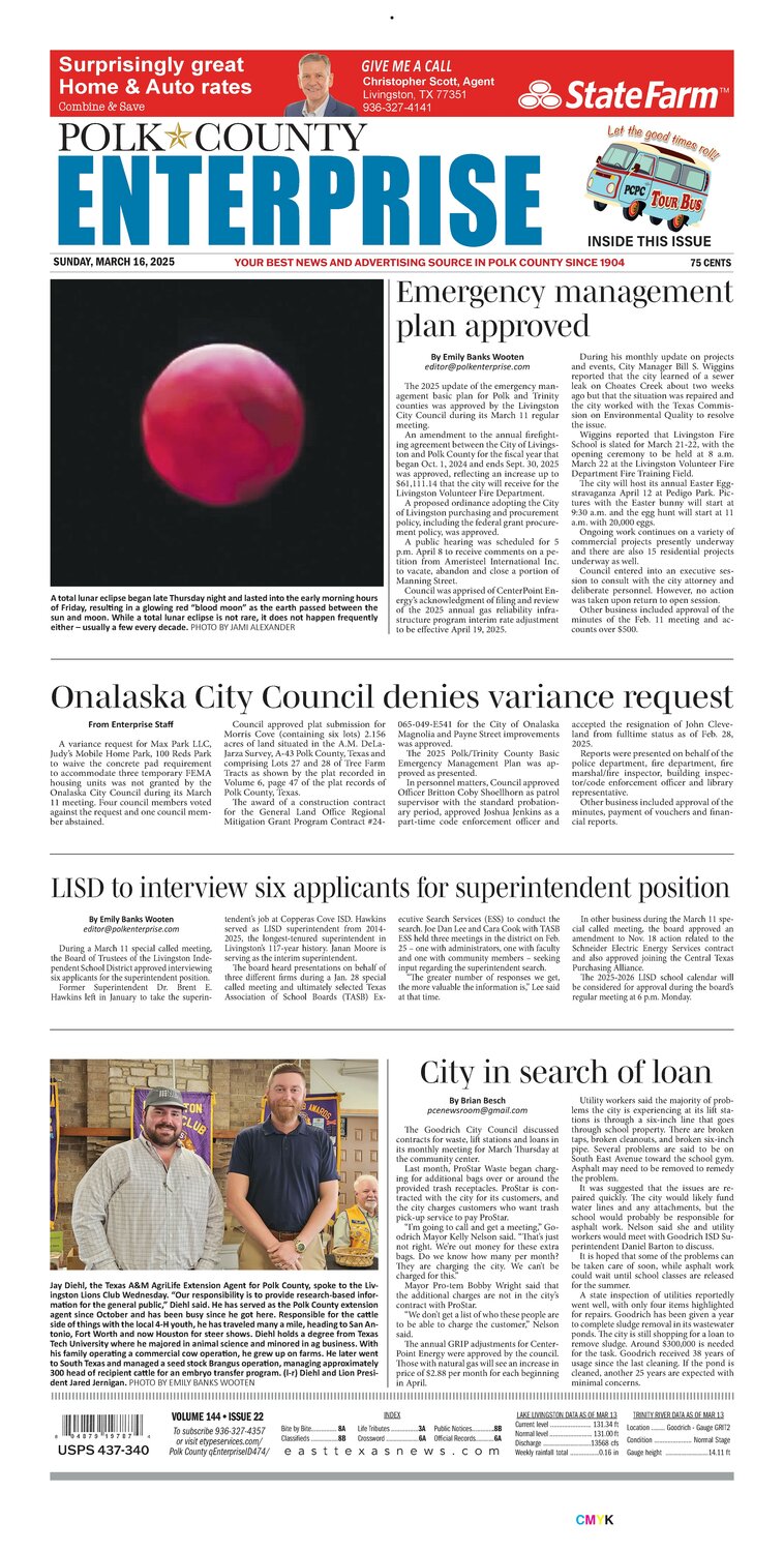 Polk County Enterprise, Sunday, March 16, 2025