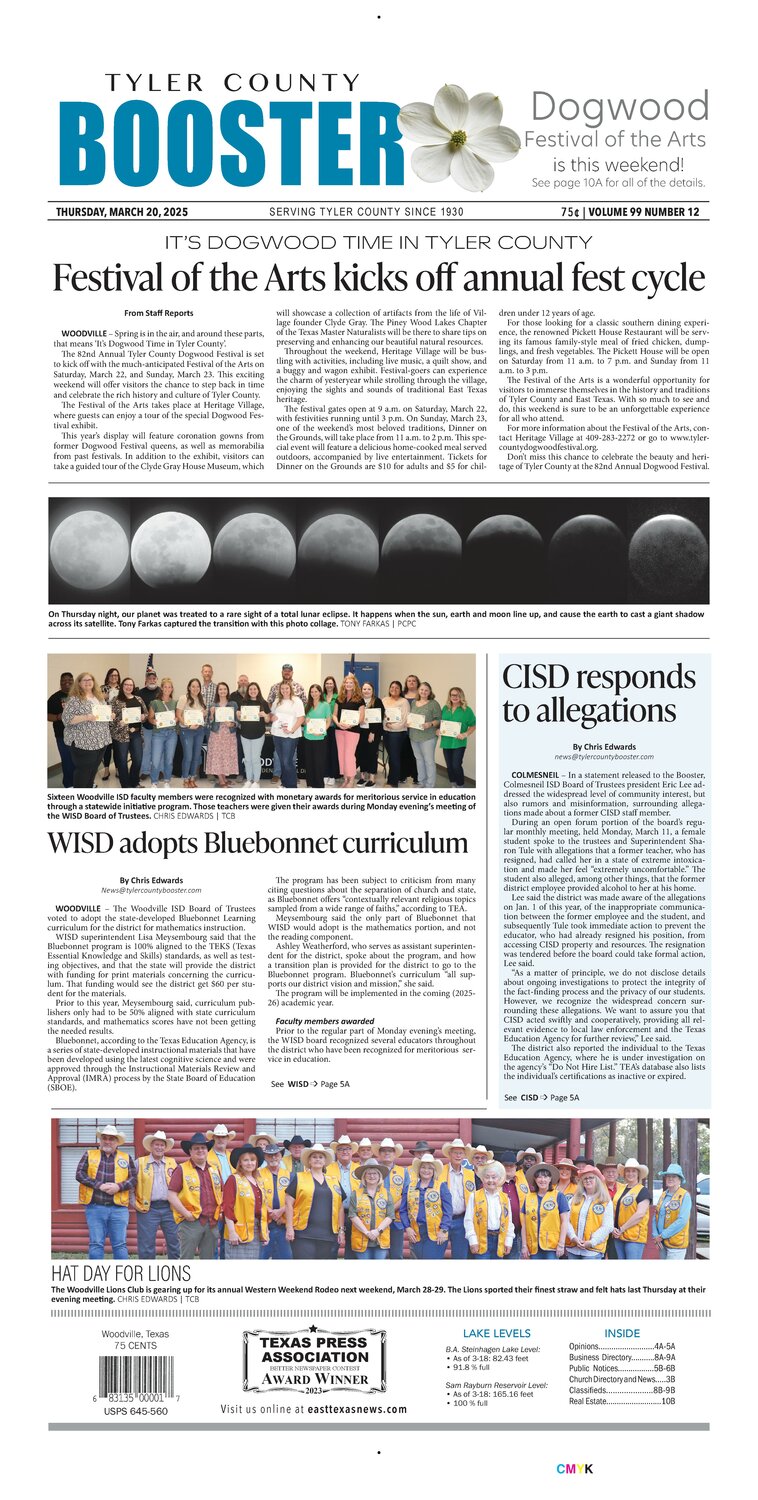 Tyler County Booster, Thursday, March 20, 2025