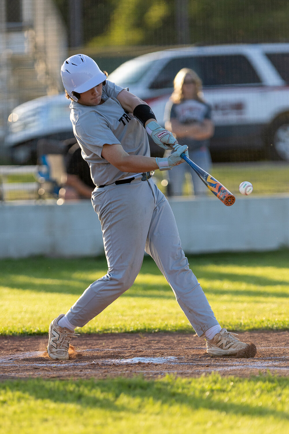 Cadyn Barton lines up on a Tiger fast ball during the Friday district game.