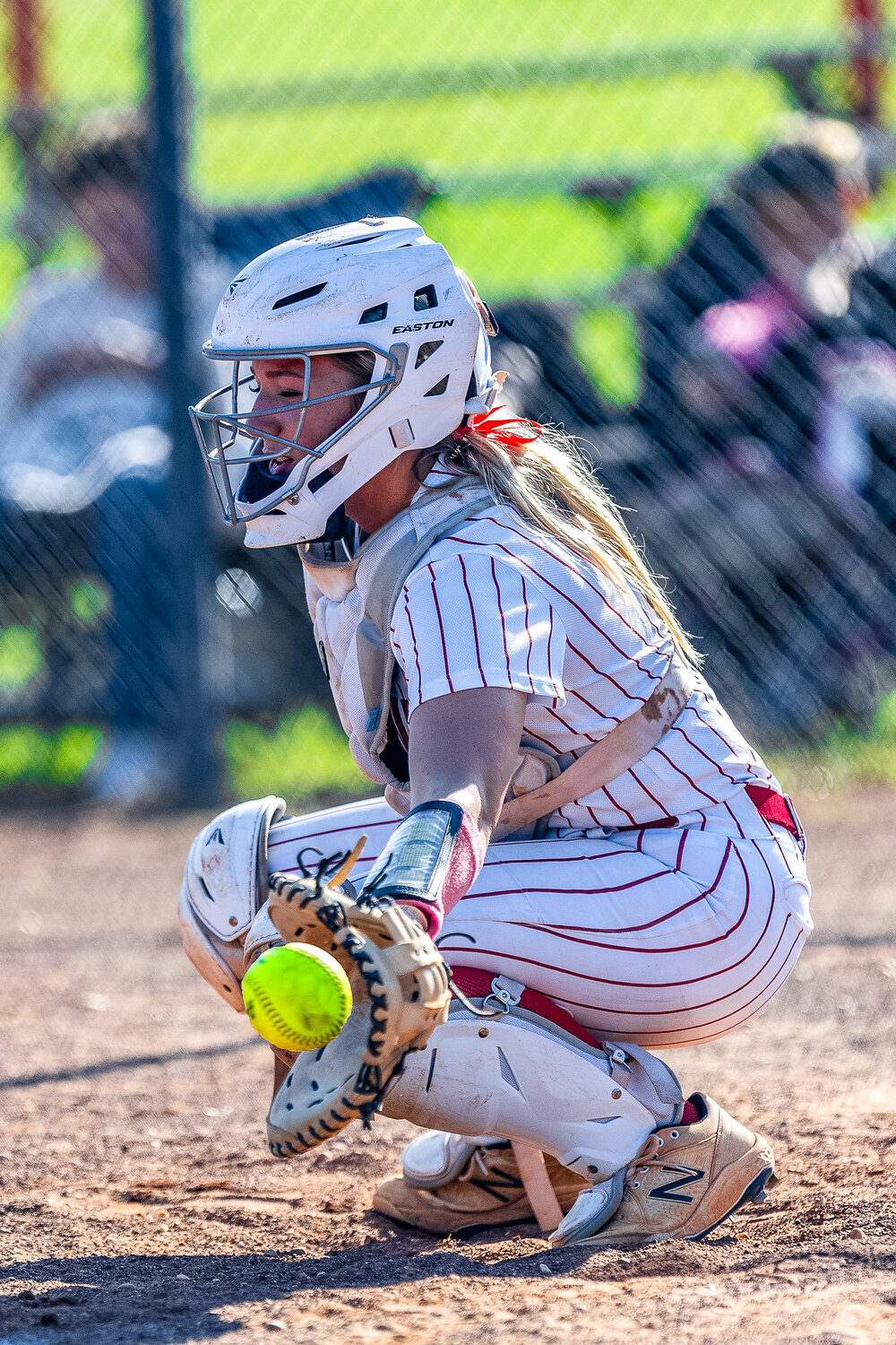 Nothing gets by Krissie Bennett, the wall for the Coldspring Lady Trojans.