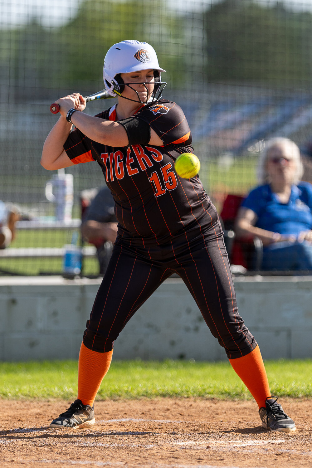 Rainy Hall passes on a high fast ball.