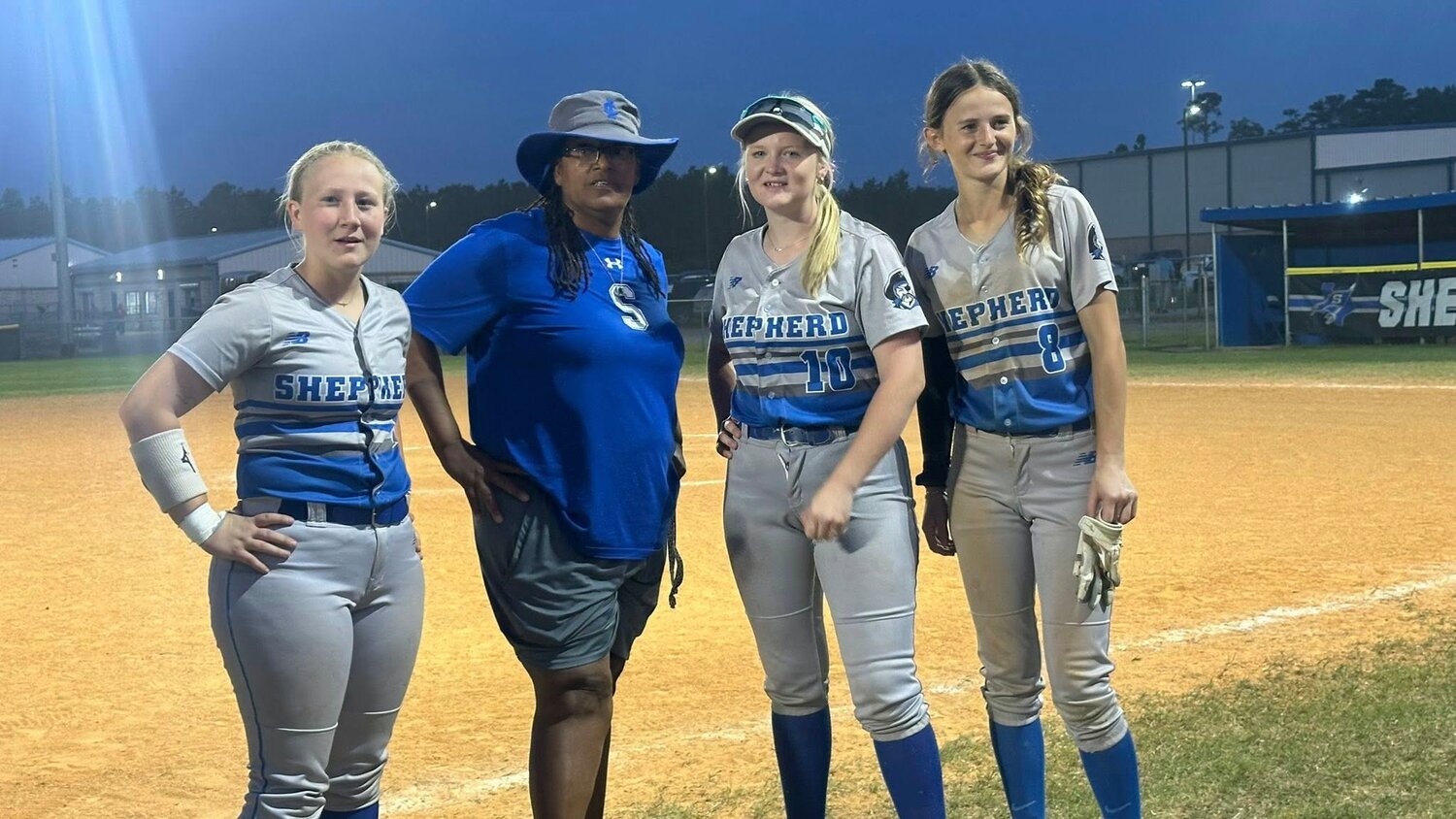 Lady Pirates Chloe Fuller, Neveah Murphey and Rayen Alley were honored on Senior Night.