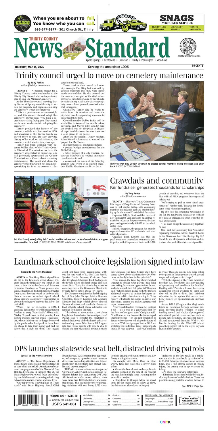 Trinity County News-Standard, Thursday, May 15, 2025