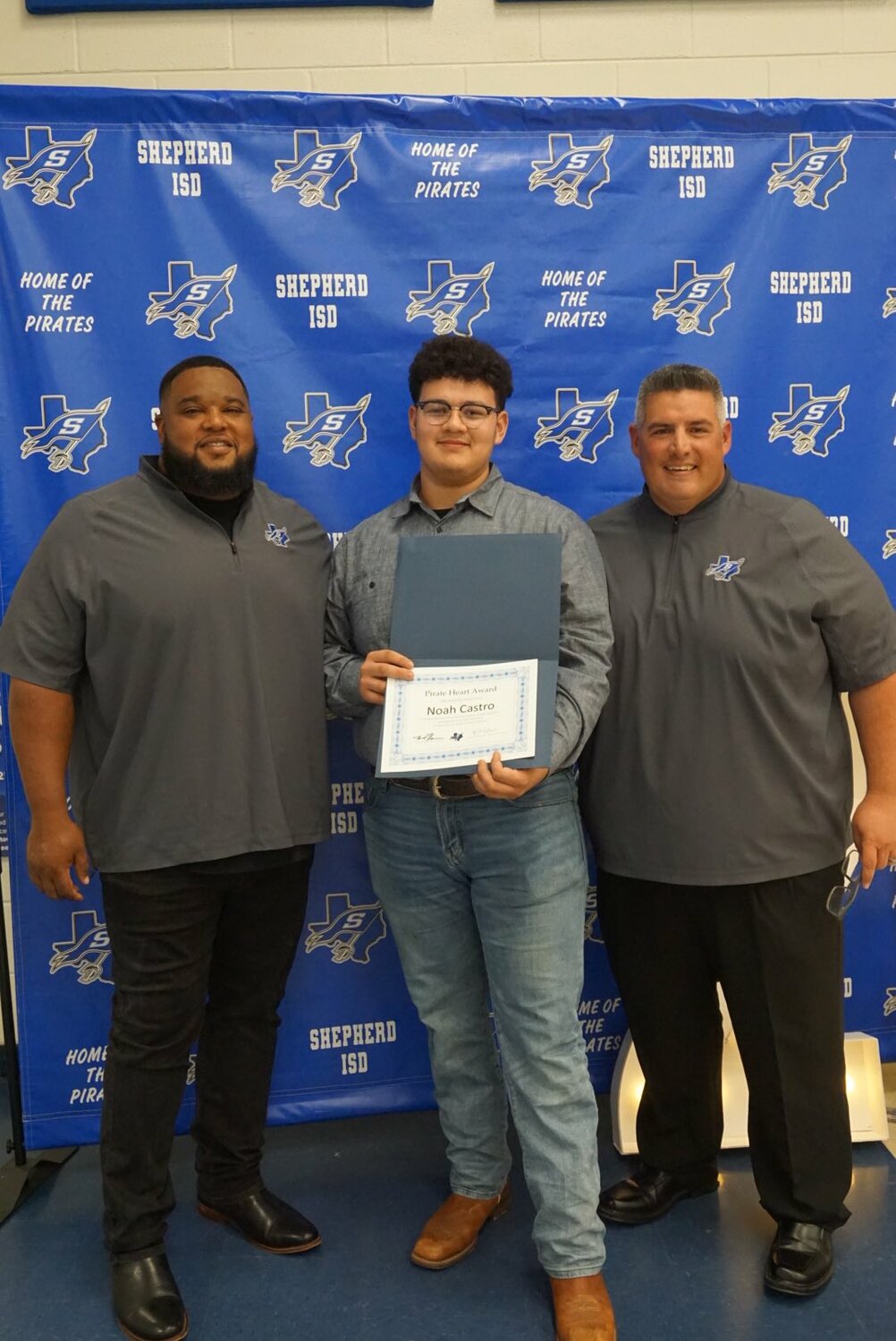 Noah Castro received the Shepherd ISD Athletics Pirate Heart Award.