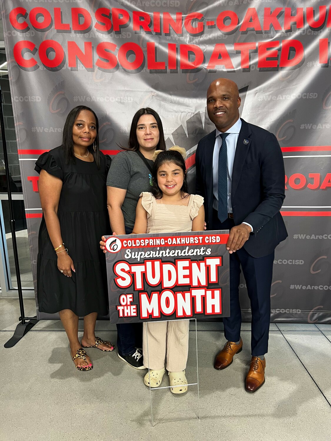 At the April meeting of the Coldspring-Oakhurst CISD Board of Trustees, the Jones Street Elementary Superintendent's Student of the Month Serena Velasquez was recognized.