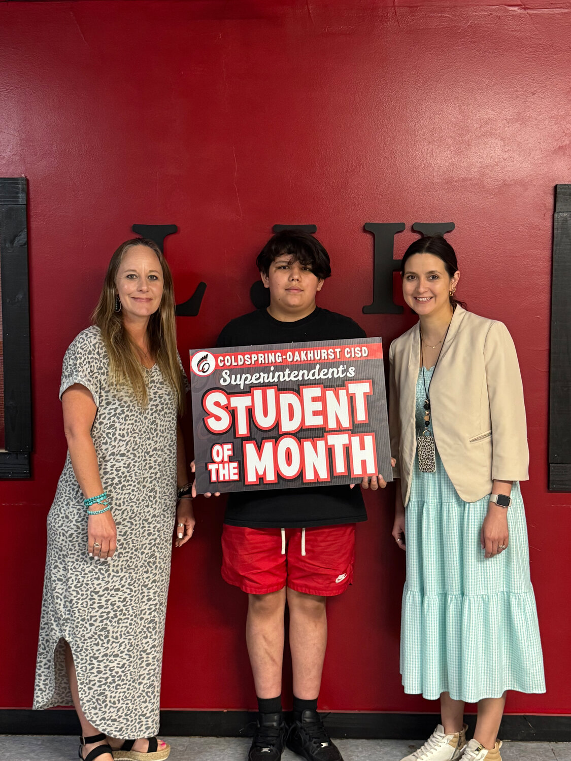 At the April meeting of the Coldspring-Oakhurst CISD Board of Trustees, the Lincoln Junior High Superintendent's Student of the Month Rodrigo Alcarza was recognized.