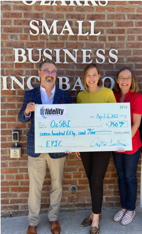 From left: Christopher Smith, Fidelity Communications Business Account Executive II; Heather Fisher, OzSBI CEO; and Ila Sloan, OzSBI CFO.