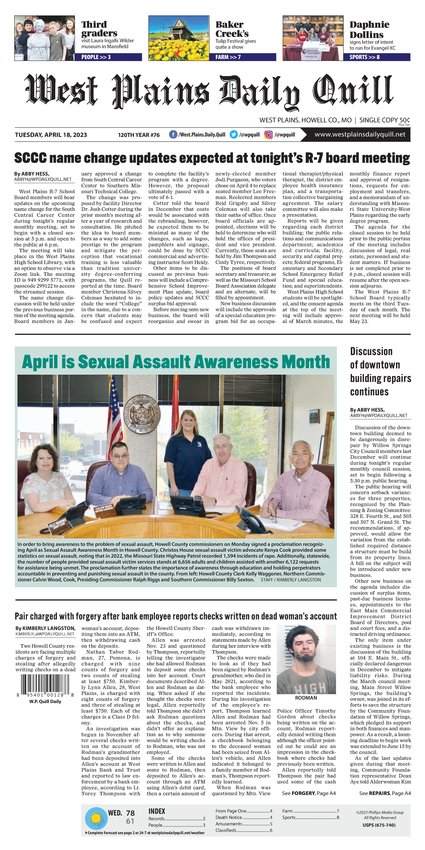 Tuesday April, 18, 2023 | West Plains Daily Quill