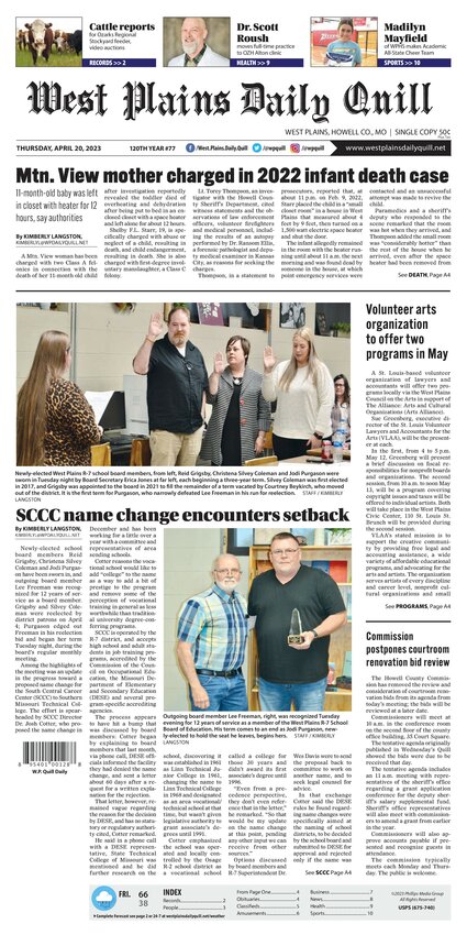 Thursday April, 20, 2023 | West Plains Daily Quill