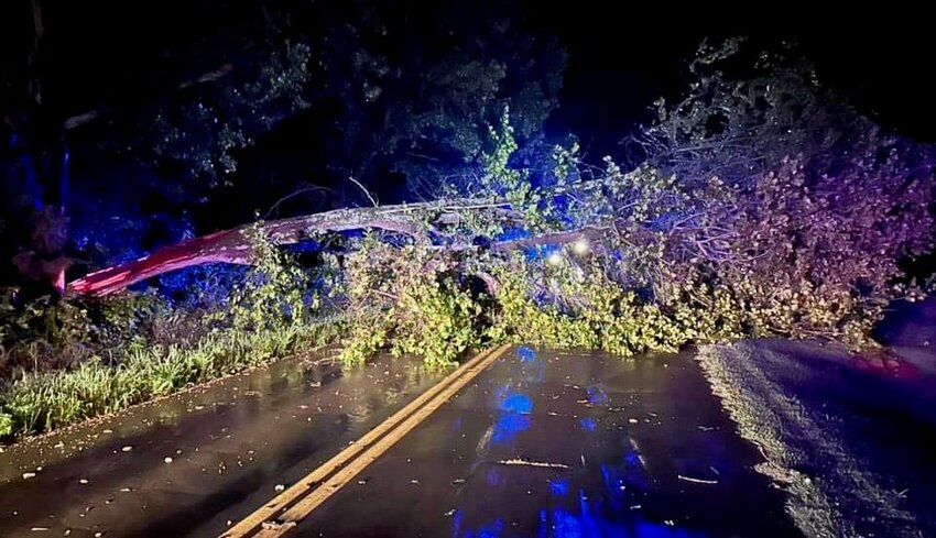 The Bakersfield Volunteer Fire Department responded Saturday evening to clear storm-felled trees from several roads, including O Highway, Highway 101 and Smokey Road. A tree was also reported down on U.S. 160 at Cloud 9 Ranch near Caulfield. Bakersfield firefighters extended a &ldquo;huge thank you&rdquo; late Saturday night via social media to local volunteers including those with Tecumseh, Caulfield and Moody fire departments, and staff with the Ozark County Road and Bridge Department for helping to clear the roads. Gratitude was also expressed to Howell-Oregon Electric crews for their efforts to restore power.