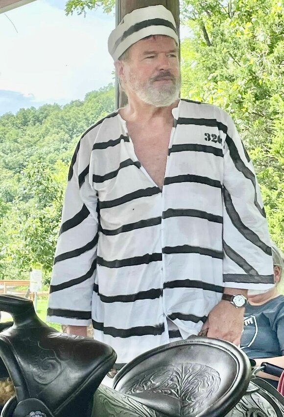 Rick Mansfield is known for portraying historical characters from Ozarks history, often donning costumes and performing as a storyteller for Ozark National Scenic Riverways and Shannon County Museum events. Here, he portrays convict Thomas Capps, of Capps Hollow, during an event held Aug. 5 to celebrate the history and share the stories of Round Spring in Shannon County.