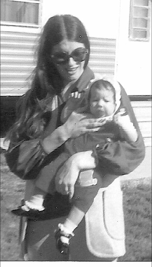 Dee and infant daughter Angela in North Carolina about 1972.