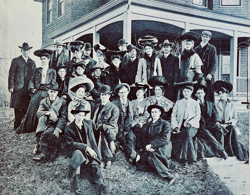 The height of turn-of-the-century fashion is illustrated in the social group of 1904, posed on the lawn of Fern Hines&rsquo; home.
