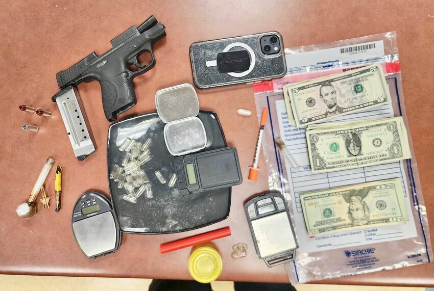 West Plains Police carried out a search warrant Friday on Harlin Drive, resulting in the seizure of a gun, suspected drugs and related paraphernalia, including an iPhone and cash. According to authorities, three arrests were made relating to the search.