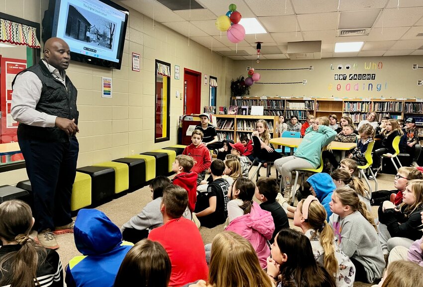 Crockett Oaks III from the Lincoln School Project recently visited students in third through sixth grades at South Fork Elementary. “He shared the fascinating history of the Lincoln School and its transformation into the Lincoln School Project,” shared district Communications Director Lana Snodgras. “The session educated the students and brought Black History Month to life, sparking curiosity and appreciation for the school's legacy.” Follow the project on Facebook @thelincolnschoolproject or visit lincolnschoolproject.com to learn more.
