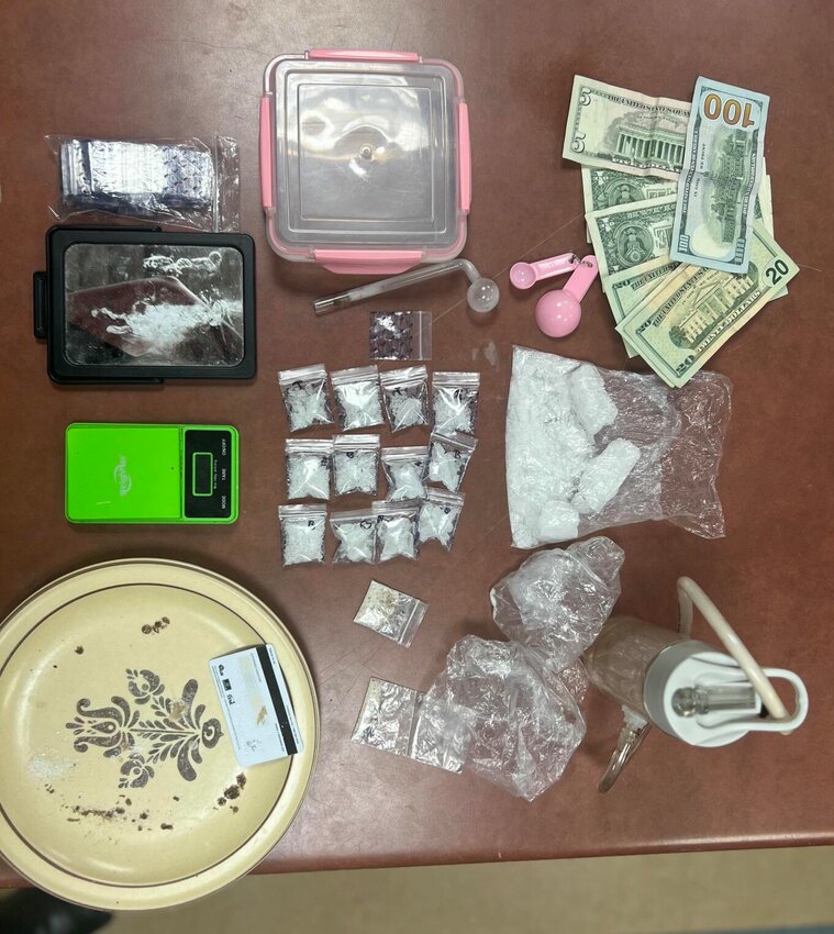 Evidence seized by West Plains police during a recent traffic stop and search of a home for drugs included bags of a substance believed to be meth labeled for their weights, items suspected of use in the consumption of the substance, money and measuring devices, said police.