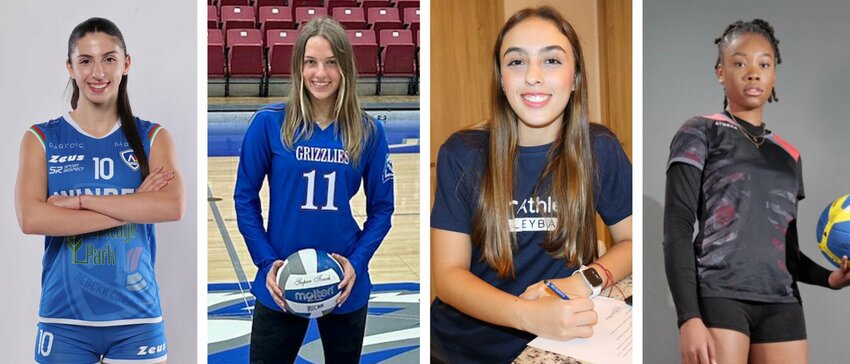 FOUR MORE PLAYERS have been added to the Missouri State University-West Plains (MSU-WP) Grizzly Volleyball team for the 2024-2025 campaign. They are, from left, Violeta Bachvarova, an outside hitter from Bulgaria; Chesnea Blakey, a libero from Rogersville; Isabella Calle, a libero from Colombia; and Elidjah Abomo, a middle blocker from France.