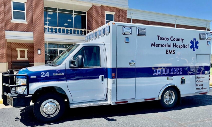 Texas County Memorial Hospital was recently awarded $177,292.50 in Department of Public Safety grant funding made available by the American Rescue Plan Act. The grant enables the hospital to purchase a new ambulance, replacing the ambulance in its fleet with the highest mileage, 514,506 miles.