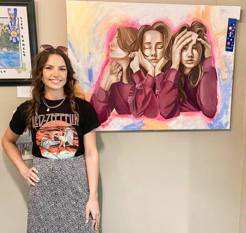 West Plains High School art teacher Audrey Scott took first place in the adult division of the 2023 Mental Health Month art show, themed “Pieces of Me.” This year’s art show theme is “Note to Self.” Works will be on display Monday through May 17 at the West Plains Civic Center.