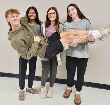 West Plains R-7 School District officials extend their congratulations to the 2024-2025 National Honor Society officers of West Plains High School President Jack Rutledge is carried by, from left, Vice President Avani Sahoo, Secretary Hadley Ball and Historian Allie Dawson. The students were elected by their NHS peers and, according to district Communications Director Lana Snodgras, “will be wonderful examples of servant leadership in our program this year.”