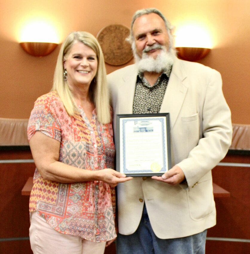 October is Domestic Violence Awareness Month nationally and West Plains Mayor Mike Topliff, right, met with Christos House Outreach advocate Kenya Cook to shine a light on domestic violence and its impact on the lives of victims and their loved ones with a proclamation declaring Domestic Violence Awareness Month locally.