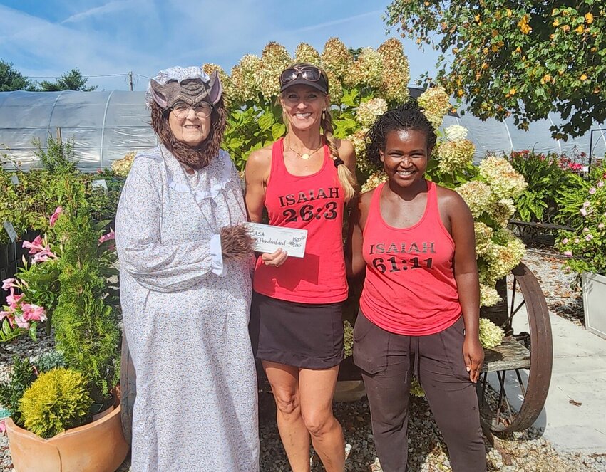 West Plains Greenhouse and Nursery contributed $1,500 toward the 37th Judicial CASA’s (Court-Appointed Special Advocates) annual dinner theater fundraiser, “How to Enchant a Bookshop,” held Sept. 7 at RubyDoo’s Vintage Events Center. CASA Executive Director Connie Pendergrass, left, said a full house attended and raised $21,500 to benefit the abused and neglected children CASA serves to advocate for. With Pendergrass are Lisa Cropper, center, and Tsiun Davis.