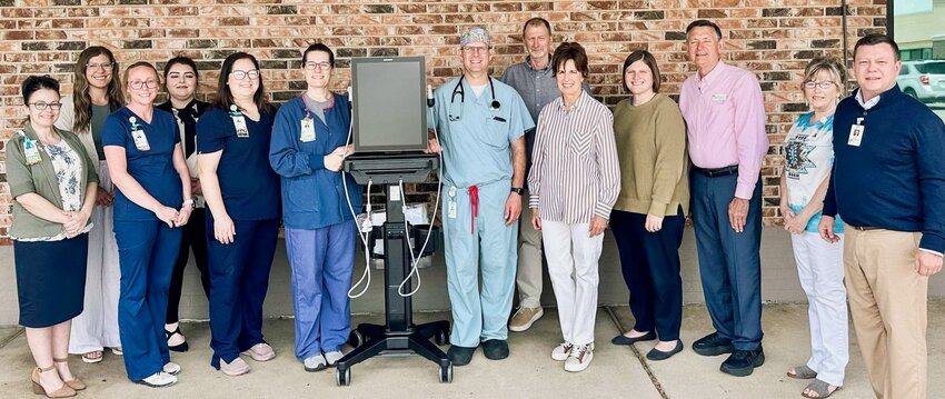 Ozarks Healthcare staff and OZH Foundation board members recently gathered for the presentation of a new ultrasound machine.