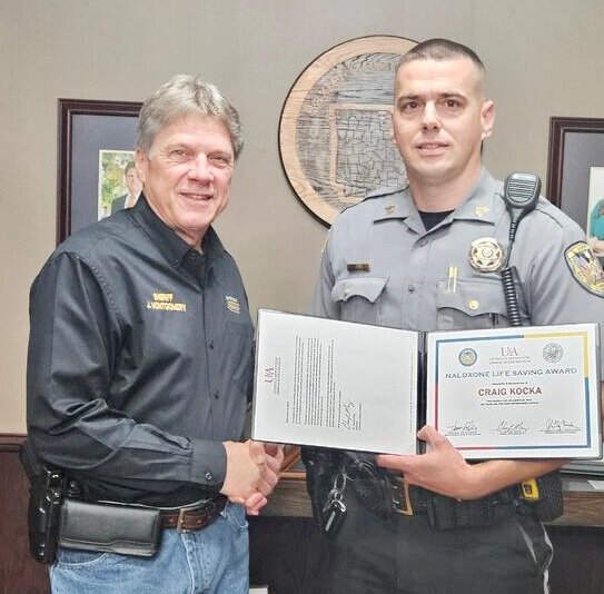 Baxter County, Ark., Sheriff&rsquo;s Sgt. Craig Kocka has received the Naloxone Life Saving Award, announced Sheriff John Montgomery, noting it is the third such award Kocka has been given. Montgomery said on March 20, Kocka responded to a 911 call about a possible overdose at a home on North Highway 5 in Mtn. Home, and when he arrived, found an 18-year-old man in a chair, unresponsive. Kocka gave him two doses of Narcan, and he began to stir. He was taken by an ambulance to Baxter Health to be treated and released. &ldquo;Because of the quick actions of Sgt. Craig Kocka, the 18-year-old survived the drug overdose,&rdquo; said Montgomery.