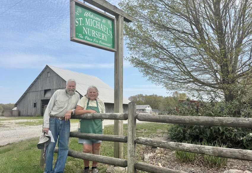 Steve and Cathy Driscoll, proprietors of St. Michael&rsquo;s Nursery in Brandsville.