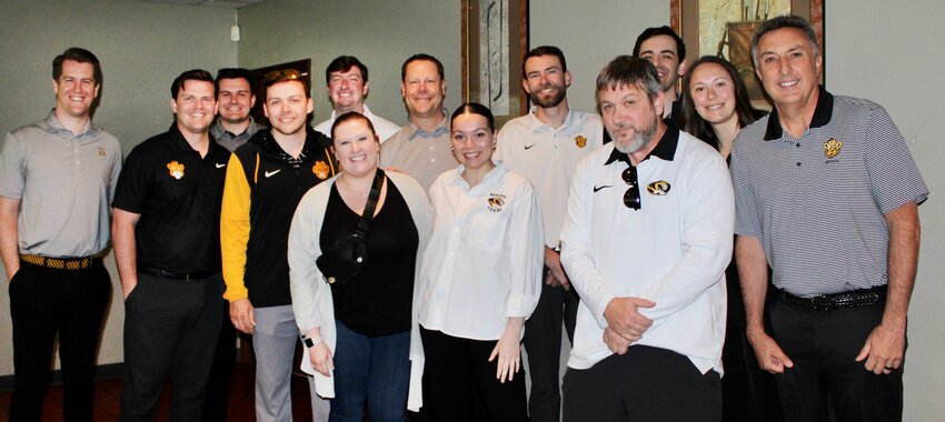 The University of Missouri &ldquo;Zou to You&rdquo; tour recently made a stop in West Plains at the West Plains Country Club to meet with members of the Ozarks Black and Gold Chapter of the University of Missouri Alumni Association. Each spring the Mizzou Athletics caravan and its team of directors hit the road to promote the university&rsquo;s sports program during events which are open to the public, fans and alumni alike. Mizzou gear and autograph signings were given during the May 20 event, which also made stops in St. Louis, Springfield, Kansas City and Dallas. &ldquo;We appreciate the support we get from the West Plains community for Mizzou and wanted to take this opportunity to come here and say thanks, and invite everyone to come to Columbia and take in a game next year,&rdquo; Mizzou Athletics Director Laird Veatch said. From left: Austin Collard, Blair DeBord, Evan Gray, Reilly Workman, Grant Adelson, Allison Aries, Veatch, Jackie Terpak, Brock Webb, Wes Wingate, Josh Moore, Alyssa Blair and Chris Gervino.
