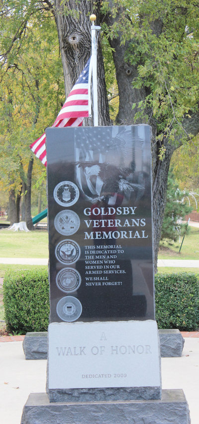 Goldsby Veterans Memorial pays permanent homage to all who served in the Armed Forces.