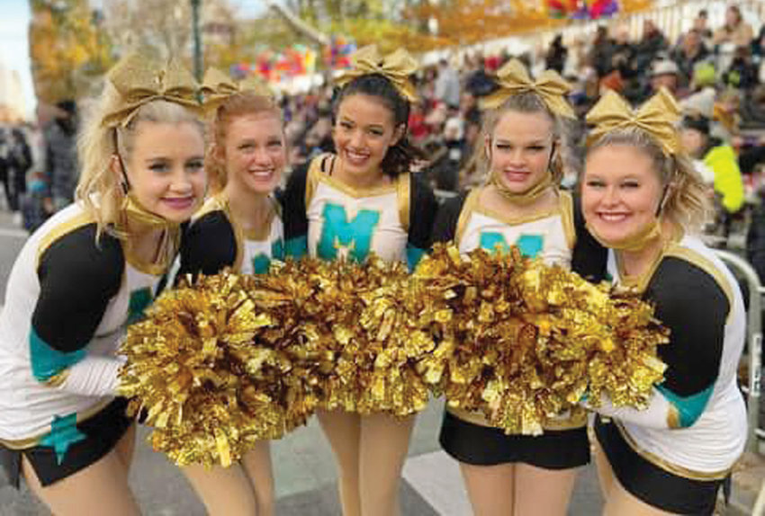 Five Washington High School Cheerleaders were in the Macy&rsquo;s Thanksgiving Day Parade in New York last week. From left are Halle Dancer, Josie Castle, Gracie Cantrell, Paisley Taylor and Becca Madden.