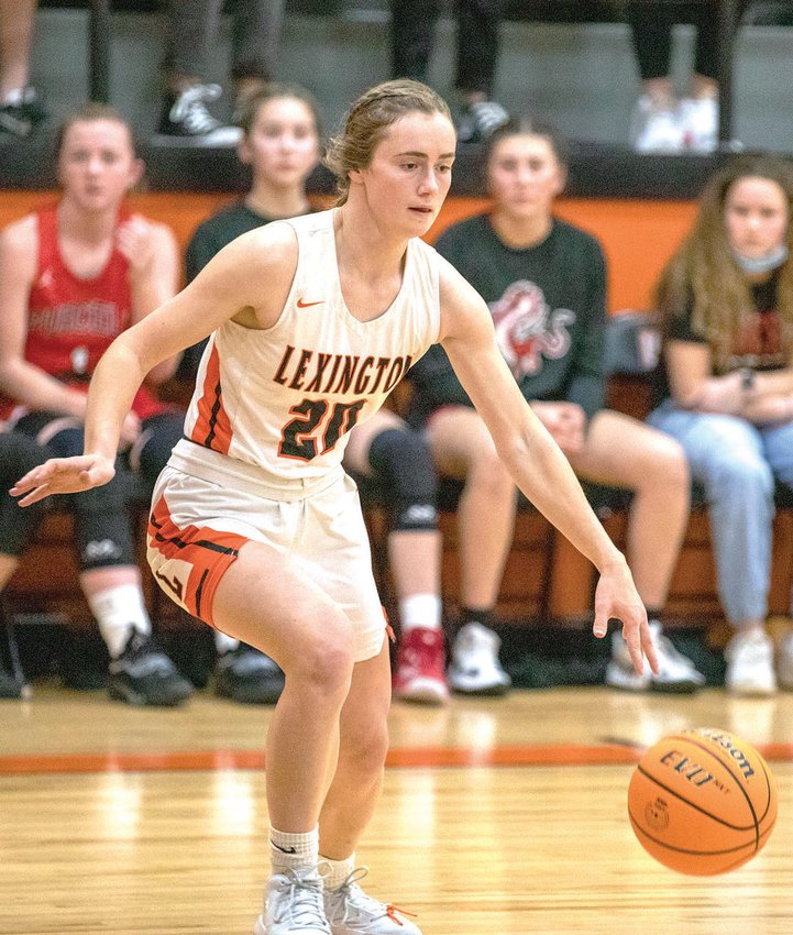 Lexington junior Janelle Winterton handles the ball on offense. The Lady &lsquo;Dawgs host Washington Friday night with a 6:30  p.m. tipoff.