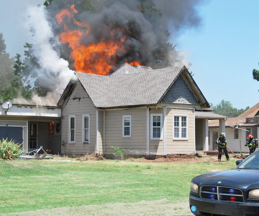 Firefighters from Purcell and Lexington found the house at 411 East Catalpa fully involved when they arrived at the scene at 1:40 p.m. July 6. Firefighters from Noble, Slaughterville and Cedar Country also answered the call to the blaze.