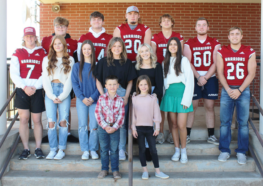 This court will preside over Washington High School&rsquo;s homecoming on Thursday. The Warriors will take on the Little Axe Indians. The coronation of a queen and king will be at 6:30 p.m., followed by the kickoff at 7 p.m. In front are Will Taylor and Harley Maddox. In the middle row, from left, are Preslie Scudder, Katie McClary, Kamy Johnston, Lydia Horinek and Maialen Blanco. In the back, from left, are Cole Scott, Caleb Bruce, Nathan Rainey, Hayden Milner, Jaxon Hendrix, Wyatt McCauley and Brayden Arthur. Not pictured is Olivia Palumbo.