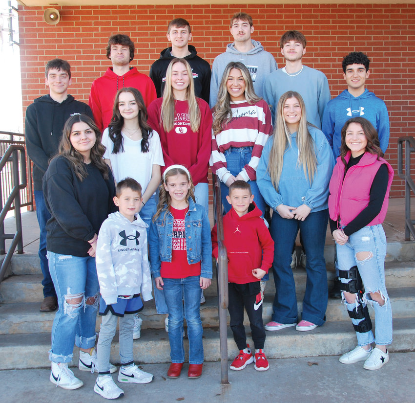 Homecoming at Washington will be Friday night at 6 p.m. in the Washington Event Center. The Court includes, front row, from left, Jett Tims, Krozlie Simon and Curry Tims. Middle row - Haylee Henderson, Brinley Thomas, Breanna Lindert, Kelby Hodges, Kyndall Wells and Daisy Lampkin. Back row - Jaden Cornelius, Cash Andrews, Hayden Hicks, Drew McCalilp, Sam Hedenberg and Danny Chavia.
