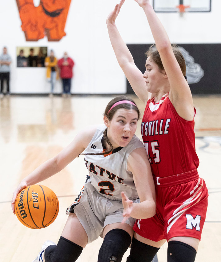 Kaylee Madden goes up strong under the basket in Wayne&rsquo;s 36-31 loss to Maysville. Madden had eight points.