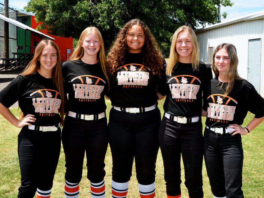 Lexington Lady Bulldogs&rsquo; fastpitch team has five seniors. They are, from left, Marisa Northrup, Abby Sample, Kiely Givens, Maison Sissney and Abi Clifton.