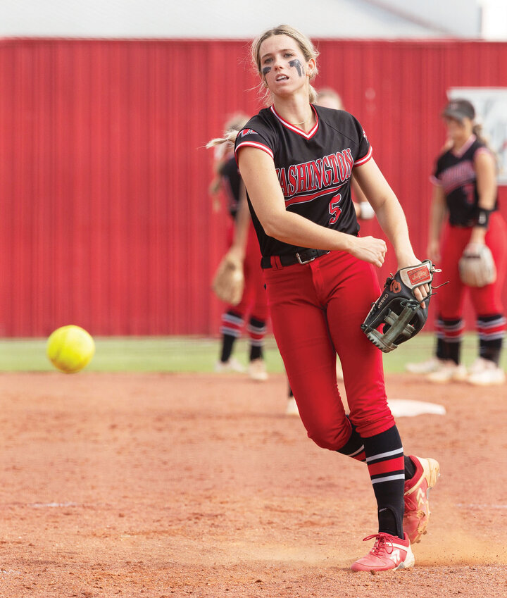 Washington junior Olivia Palumbo struck out 10 batters during the Warriors&rsquo; 6-2 win over Blackwell in the Regional tournament. Palumbo and company advanced to the Super Regionals and will host Sperry today (Thursday).