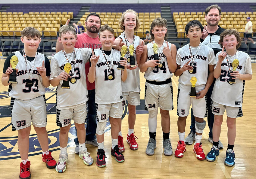 Purcell sixth grade boys were undefeated in the Gold league regular season and post-season tournament champions, going 12-0 on the season. They are, from left, Isaiah Hines, Jack Montgomery, Hayes Anderson, Chance Midkiff, Jackson Hines, Dylan Caralampio and Haze Baker. They are coached by Jason Midkiff and Chad Anderson.