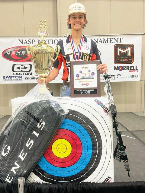 Dax Beason competed in the high school boys division of the national archery tournament in Louisville, Ky., and earned the title of National Archery in the Schools Program National Champion.