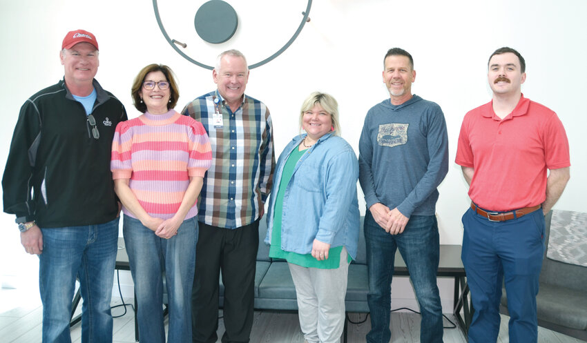 The Purcell Municipal Hospital Foundation Board met this week at the hospital board room and discussed their ambitious slate of activities planned for the next several months. From left are Jeremy Swanner, President Jan Dye, PMH CEO/CNO Chris Wright, Savannah Pyle, Ronnie Beason and Jacob Schnoebelen.