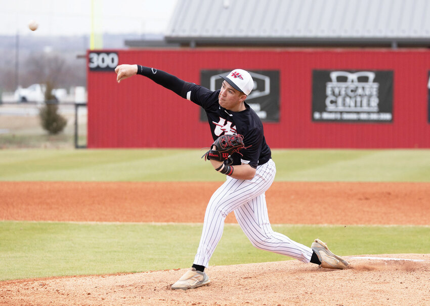 Washington junior Zeke Wilson pitches the baseball for the Warriors. Wilson and his teammates traveled to Southeast Oklahoma for the Broken Bow Baseball Festival over Spring Break.