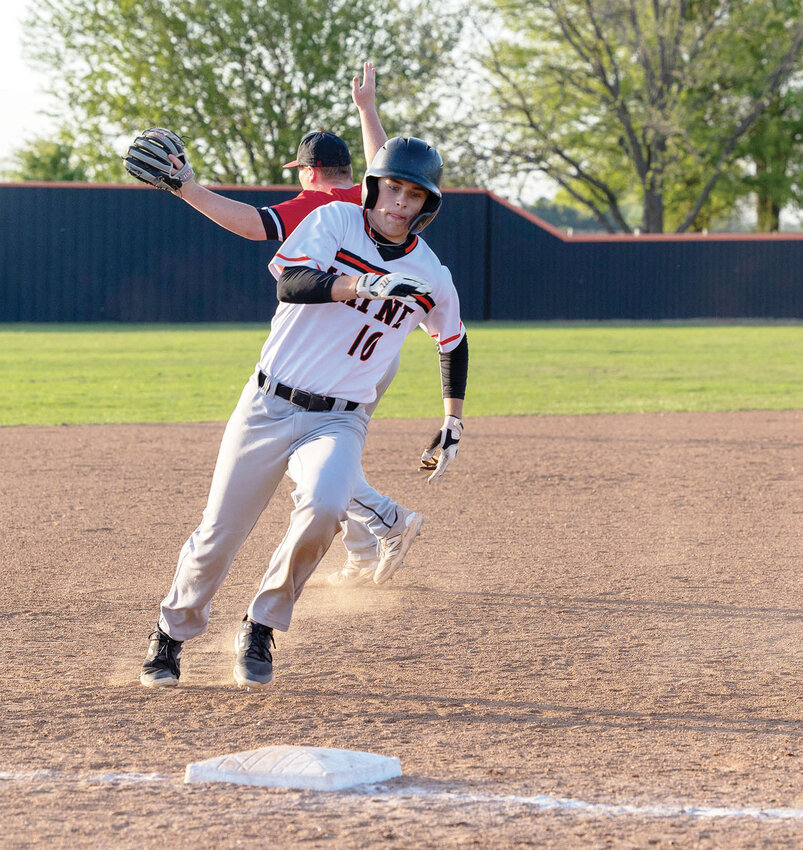 Wayne senior Jaxon Dill scores a run during the Bulldogs&rsquo; 15-7 win over Stratford. Dill was 1-2 with two walks in the game and scored three runs.