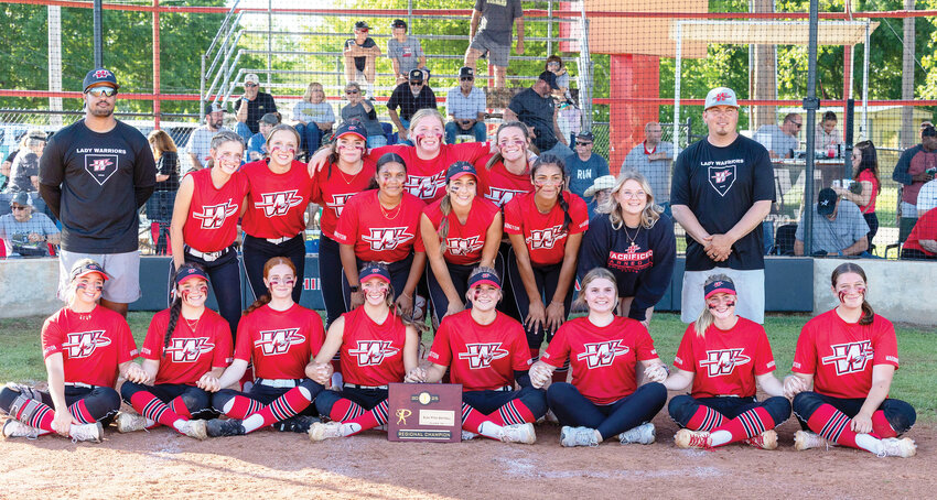 Washington won the Regional softball tournament after they defeated Guthrie (6-1) and Woodward (15-3). Washington plays Purcell in the State tournament today (Thursday) at 11:30 a.m. at the Ballfields at FireLake. Pictured, from front left, are Emersyn Massey, Dorothy Shepard, Giorgia Franceschelli, Kelby Beller, Shelbie Caveness, Presley Lucas, Reese Schrader and Julie Hoehner. On the middle row, from left, are Isaeliz Reyes-Perez, Raelee Adkins, Ava Salcedo and Tatum Hyde. On the back row, from left, are assistant coach Xavier Freeman, Mika Winters, Briley Beller, Ani Jackson, Abby Byrd, Ellie Wells and head coach Tylor Lampkin.