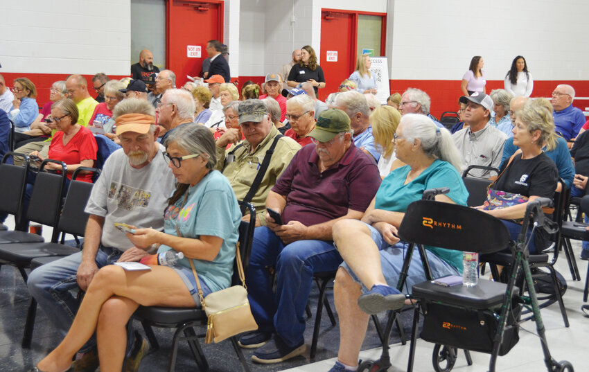 Oklahoma Turnpike Authority representatives estimated a crowd of about 150 people attended the May 21 OTA meeting at the Purcell Multi-Purpose Building about the new Access Oklahoma South Extension turnpike that will be constructed from the East-West connector, skirting Norman and Noble, hooking up with I-35 just north of Purcell.