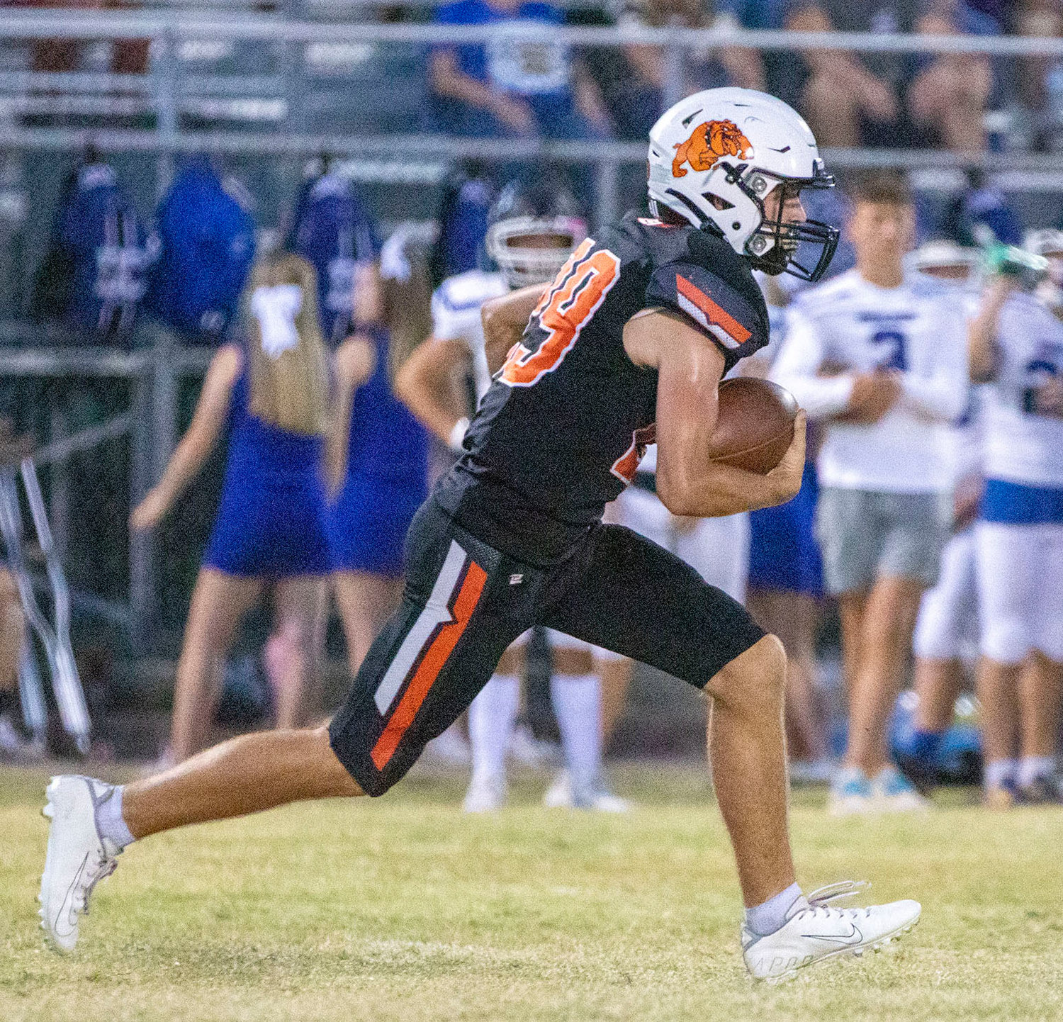 Lexington senior Chase Johnson looks for the right hole as he runs with the ball. Lexington defeated Crooked Oak 38-0 Friday night. Lexington hosts Holdenville Friday night at 7 p.m.